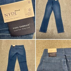 NYDJ womens pullon skinny cool embrace jeans sz 0 dark wash stretch denim nwt